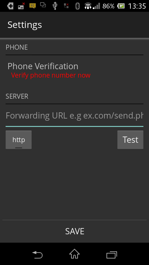Verify your Phone number and enter server URL