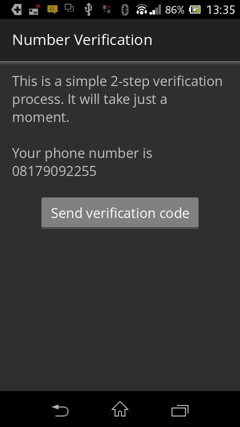 Click on Send Verification code